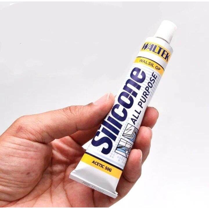 กาวซิลิโคนหลอด ใช้ได้กับทุกพื้นผิว มีความทนทาน ติดแน่น 50g ซิลิโคลนอย่างดี อุดรอยรั่วซึมต่างๆ WATEK SILICONE