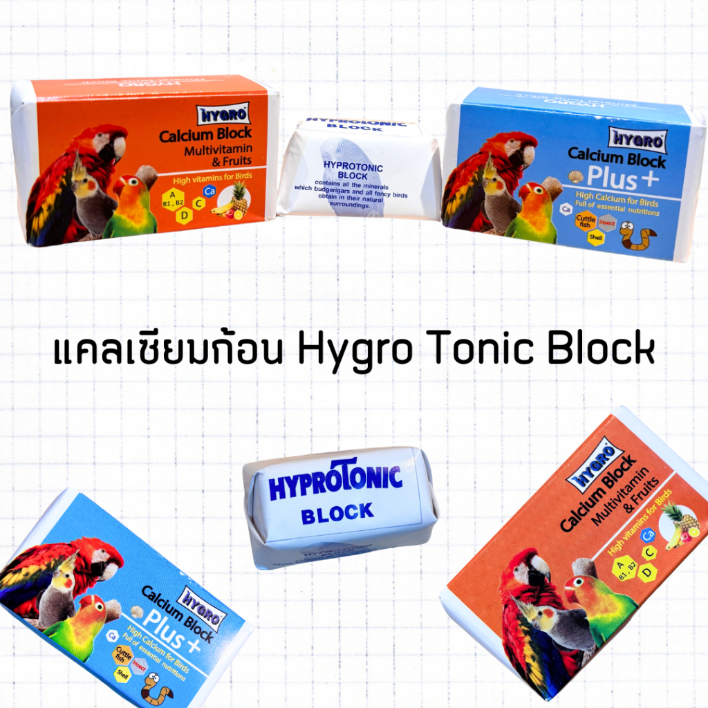 แคลเซียมก้อน Hygro Tonic Block แคลเซียมนก อาหารเสริมสำหรับนกทุกสายพันธุ์