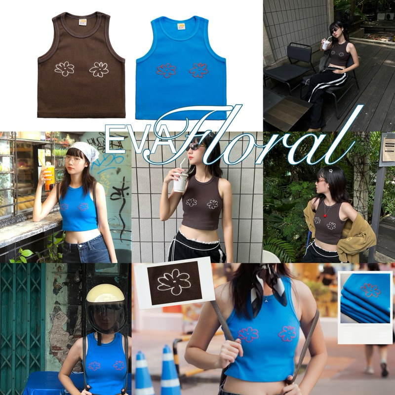 Moodjoy : Eva Floral Tank Top เสื้อกล้ามปักลายดอกไม้ J001