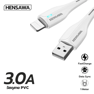 HENSAWA สายชาร์จเร็ว 3A USB TO Micro Typec L IP รุ่น US3098 สีขาว สายPVC 1m ชาร์จไว Type-c Fast Charge Cable & Sync