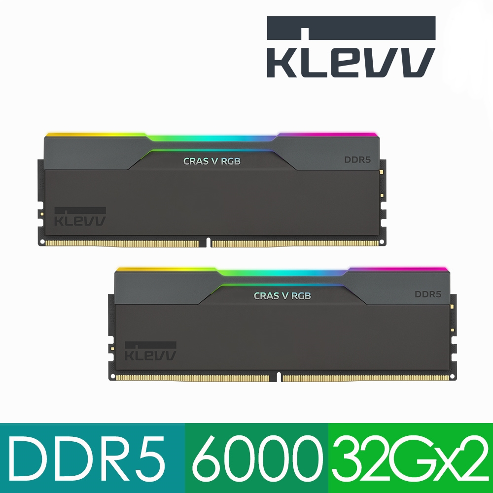 64GB (32GBx2) DDR5 6000MHz RAM (แรมพีซี) KLEVV CRAS V RGB GAMING OC MEMORY (KD5BGUA80-60A300G)