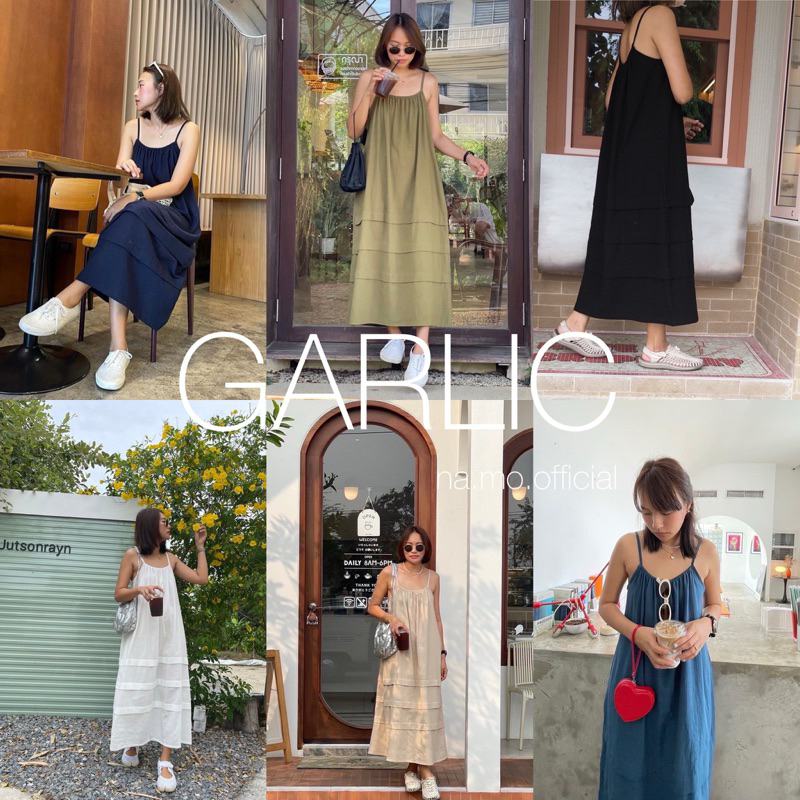 [ na.mo.official ] Garlic เดรสสายเดี่ยวยาว แบบคือน่ารักมาก ขายดีตลอด