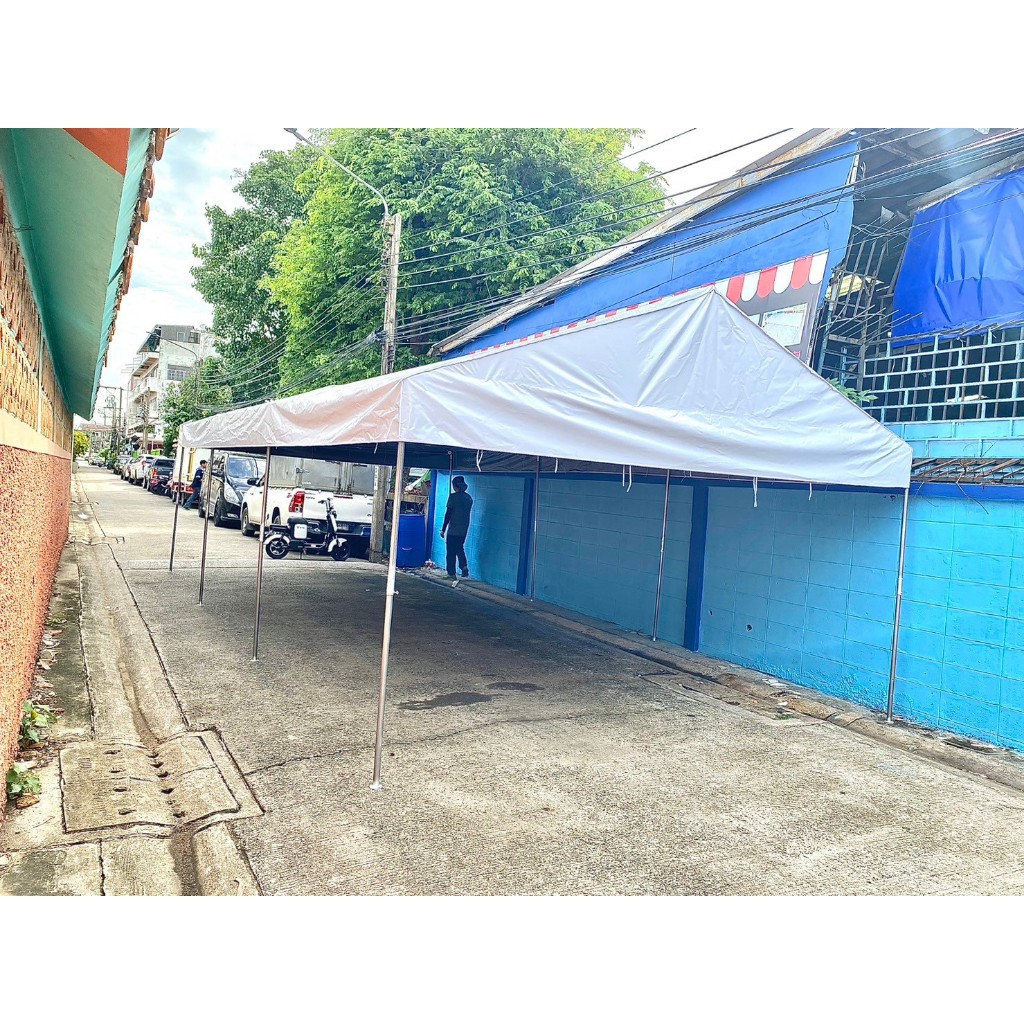 เต็นท์ประกอบ ขนาด4x8 เมตร ผ้าใบuv ทรงจั่ว(กทม ติดตั้งฟรี)