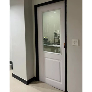 ส่งฟรี! Polywood ประตู uPVC บานลูกฟัก ผิวเสี้ยนไม้ PGR-004 ประตูบานกระจก ประตูกระจก โพลีวูด ประตูครัว