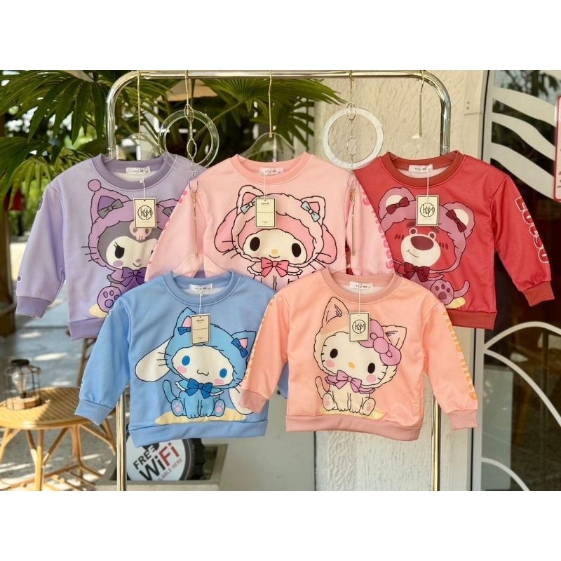 #พร้อมส่ง เสื้อกันหนาวเด็กแขนยาว ลายการ์ตูนสุดน่ารัก ผ้าสำลีนิ่มๆ ไซส์ 90-130