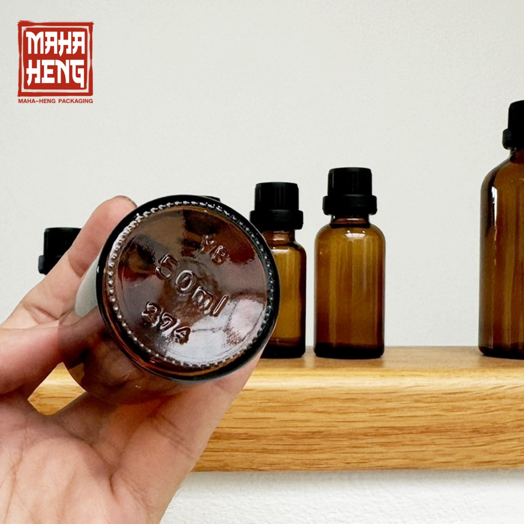 ขวดน้ำมันหอมระเหย ขวดอโรม่าออย ขวดแก้วสีชาหัวหยด 5/10/15/20/30/50/100ml พร้อมจัดส่ง มหาเฮง บรรจุภัณฑ์