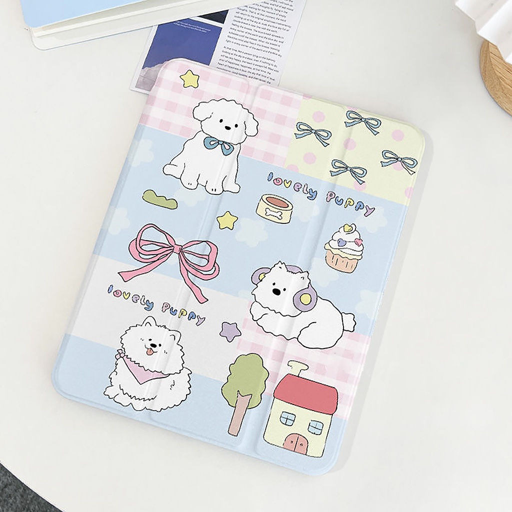 ⚡พร้อมส่ง⚡เคสไอแพด Air8 Gen12 Gen11 Air6 ที่ใส่ปากกา โบว์ริบบิ้นลูกสุนัข เคสiPadหมุน 360° Air7 11/13 ราคา ถูกที่สุด ดีลบีเคเค แกลเลอรีภาพที่ 2