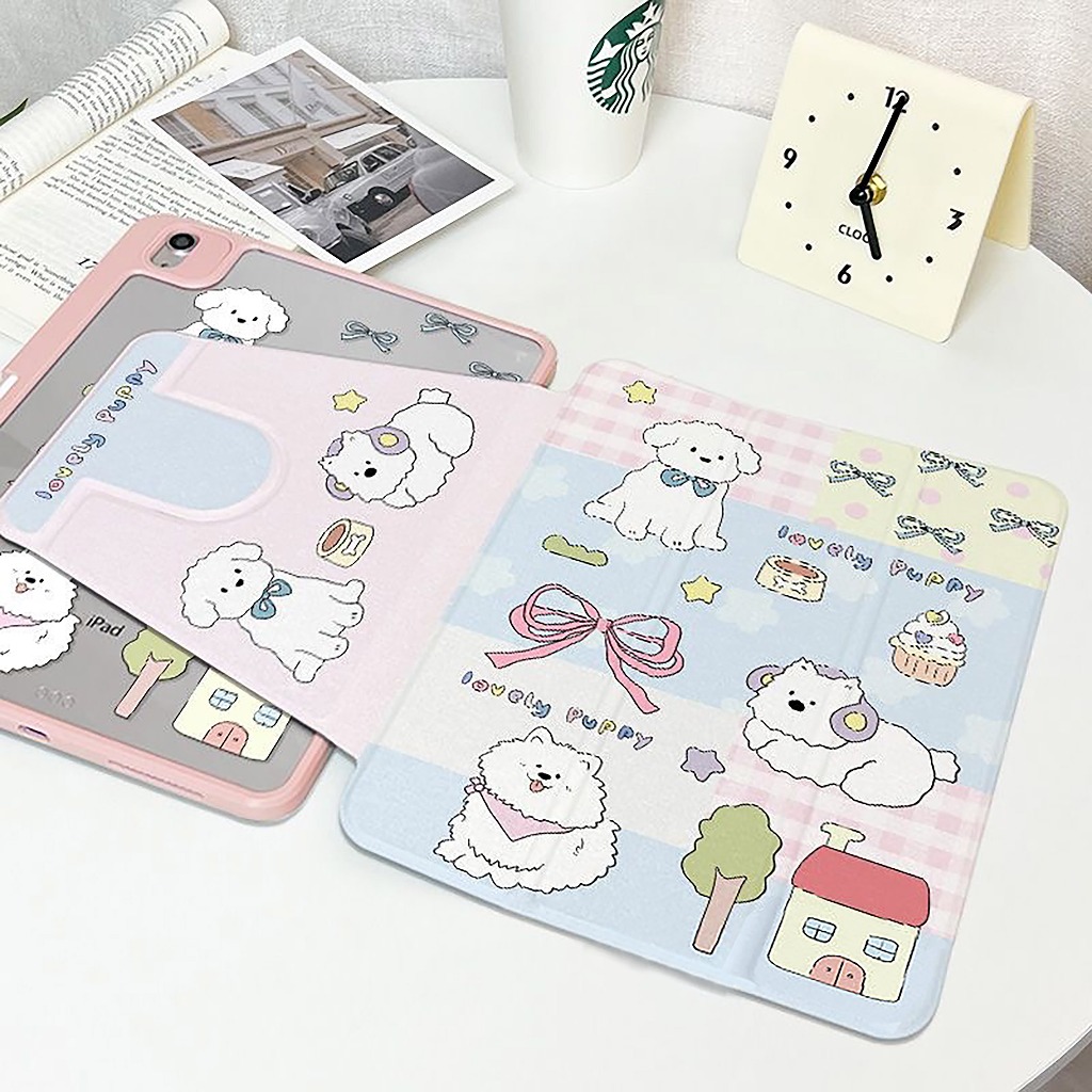⚡พร้อมส่ง⚡เคสไอแพด Air8 Gen12 Gen11 Air6 ที่ใส่ปากกา โบว์ริบบิ้นลูกสุนัข เคสiPadหมุน 360° Air7 11/13 ราคา ถูกที่สุด ดีลบีเคเค แกลเลอรีภาพที่ 3