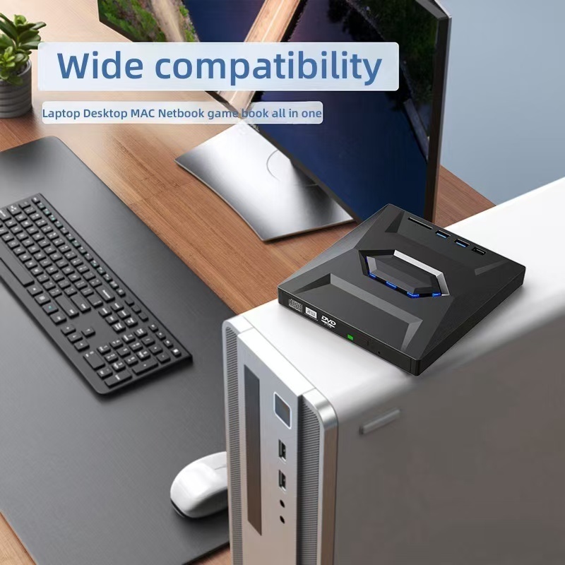 USB 3.0 Multifunctional DVD-RW type-c Dual Interface TF Card อ่านคอมพิวเตอร์ภายนอก 7in1