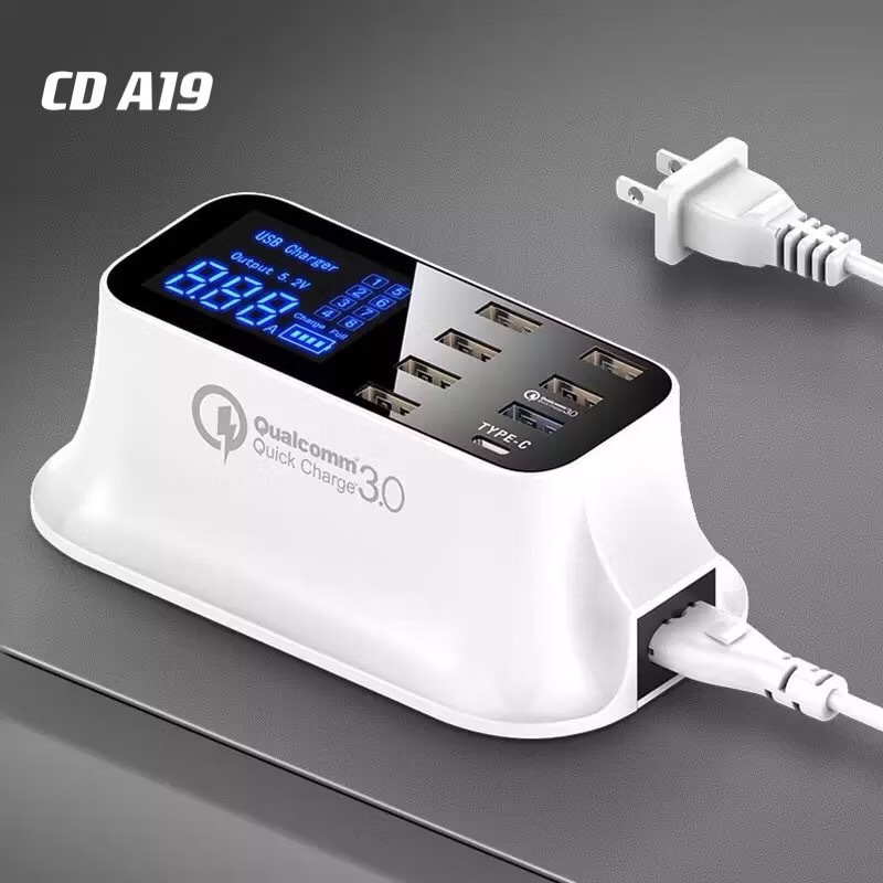 ปลั๊ก USB type-c Charger ที่ชาร์จอุปกรณ์ USB Hub 8 Ports White