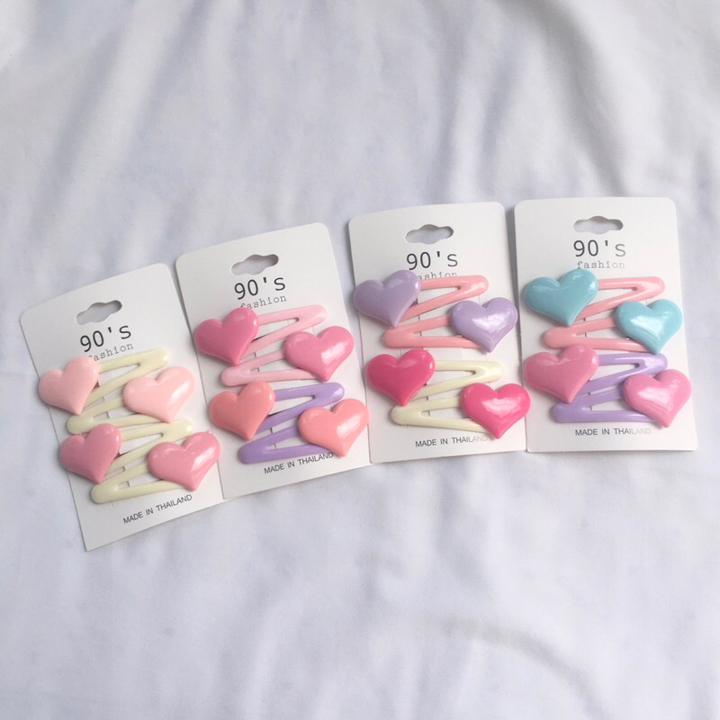 (4 ชิ้น) กิ๊บเป๊าะแป๊ะหัวใจ สีหวานพาสเทล น่ารักสดใส