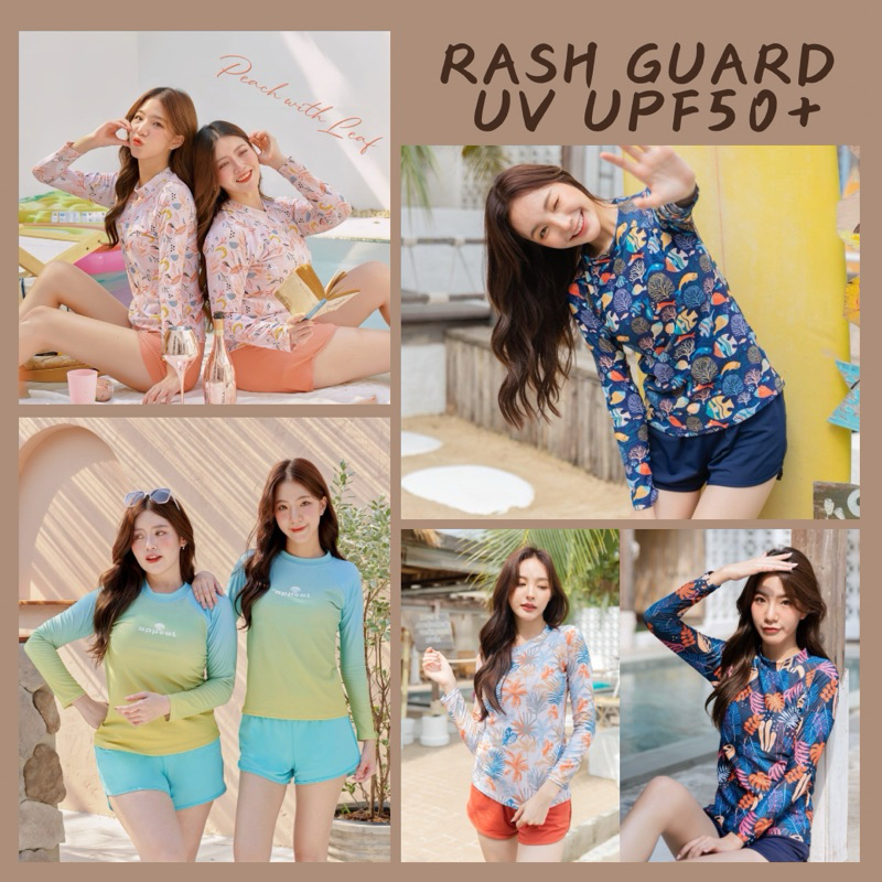 ชุดว่ายน้ำผู้หญิงกันยูวี2ชิ้นแขนยาว กางเกงทรงสปอร์ต2ชั้นUPF50+UV