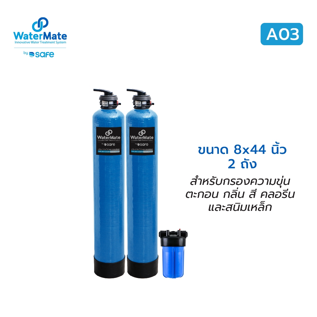 SAFE WaterMate เครื่องบำบัดน้ำใช้ในบ้าน A03 กรองตะกอน กลิ่น สี คลอรีน เเละสนิมเหล็ก