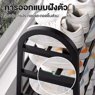 ชั้นวางรองเท้า ที่วางรองเท้า ชั้นใส่รองเท้า DIY ปรับขนาดได้ พลาสติก+ท่อเหล็ก แข็งแรงและทนทาน 4ชั้น5ชั้น ประหยัดพื้นที่