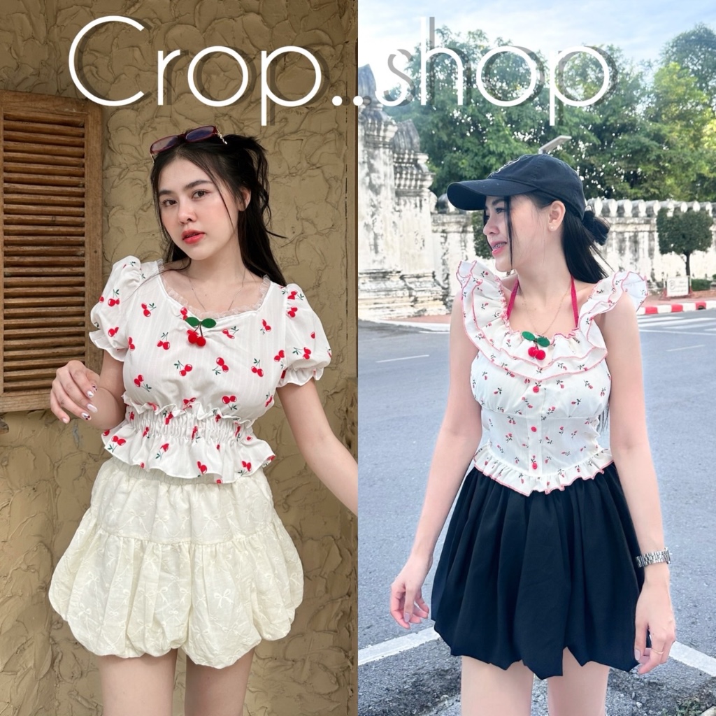 crop..shop เสื้อลายดอกไม้ งานน่ารักมาก ผ้าดีใส่สบาย มาพร้อมลายดอกไม้สุดลมุน สวยใสสุดๆ