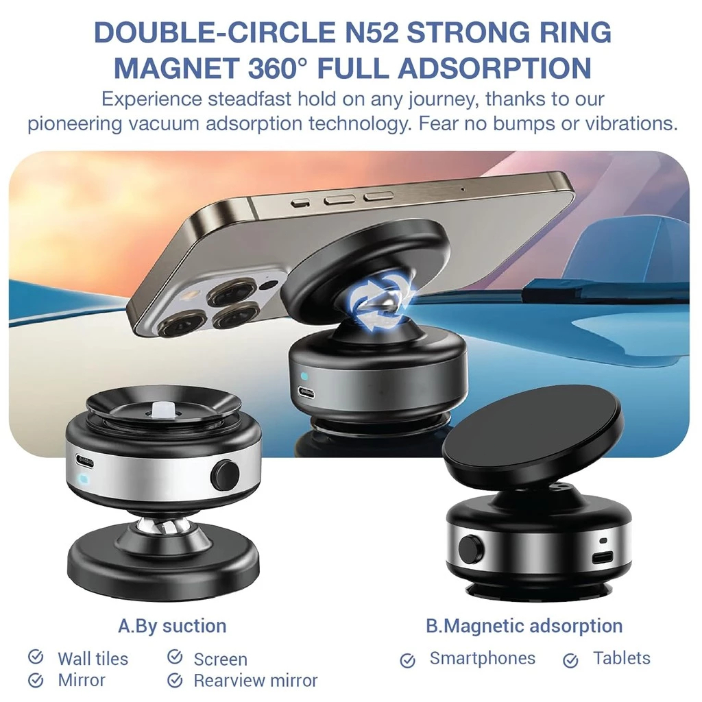 📱สองด้านแม่เหล็กโทรศัพท์มือถือยึดรถ360องศาหมุนดูดสูญญากาศโทรศัพท์มือถือผู้ถือรถ - รูปที่ 4