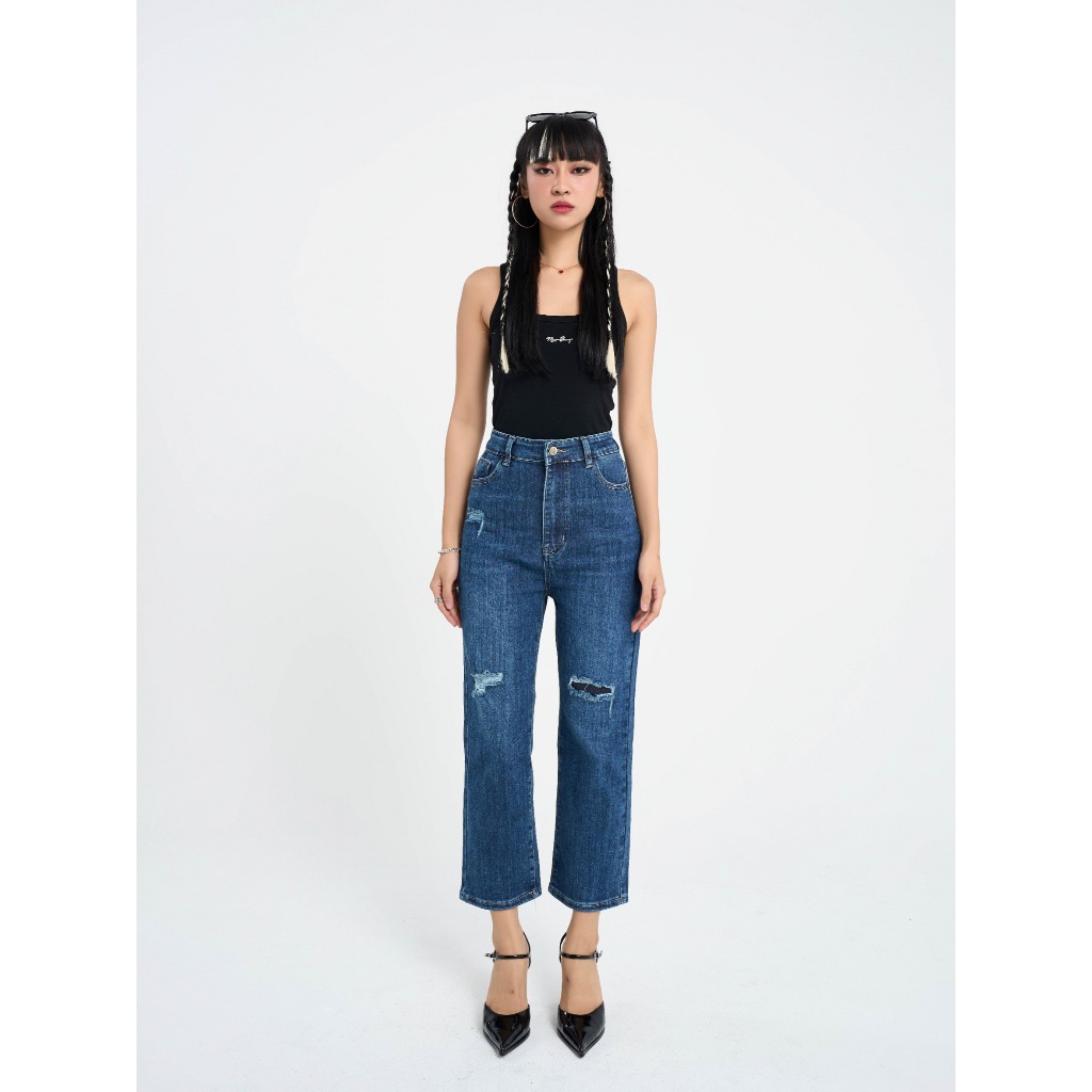 Niyom Jeans : รุ่น BS285 กางเกงยีนส์ผู้หญิง ทรงกระบอกเล็ก8ส่วน