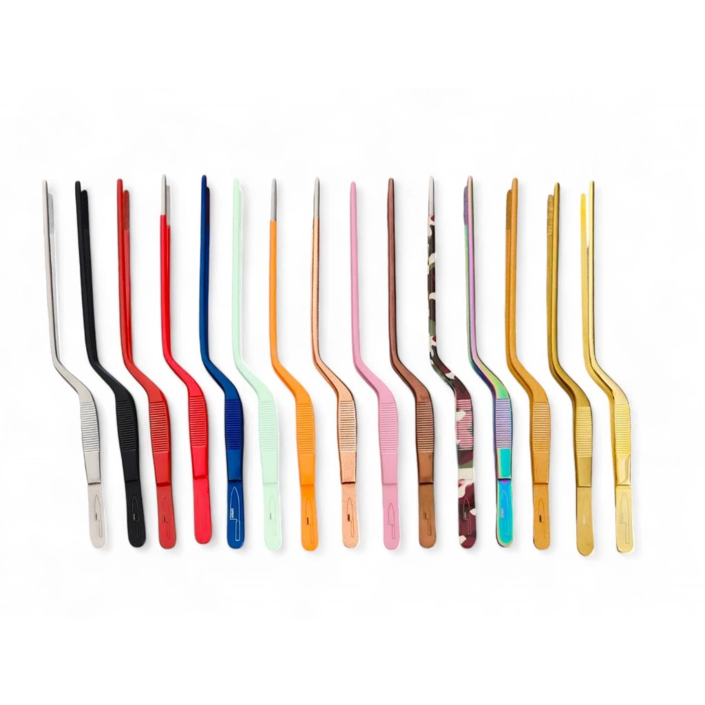 สลักชื่อฟรี❤️💙💛💚 Tweezer 20 cm. แบบงอ (ที่คีบตกแต่งจาน) 🍱🥗