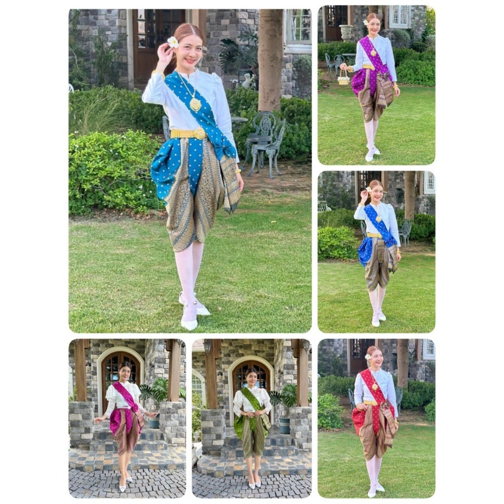 โจงกระเบน ไหมพลอยพรรณ แถมผ้าคาดโบว์