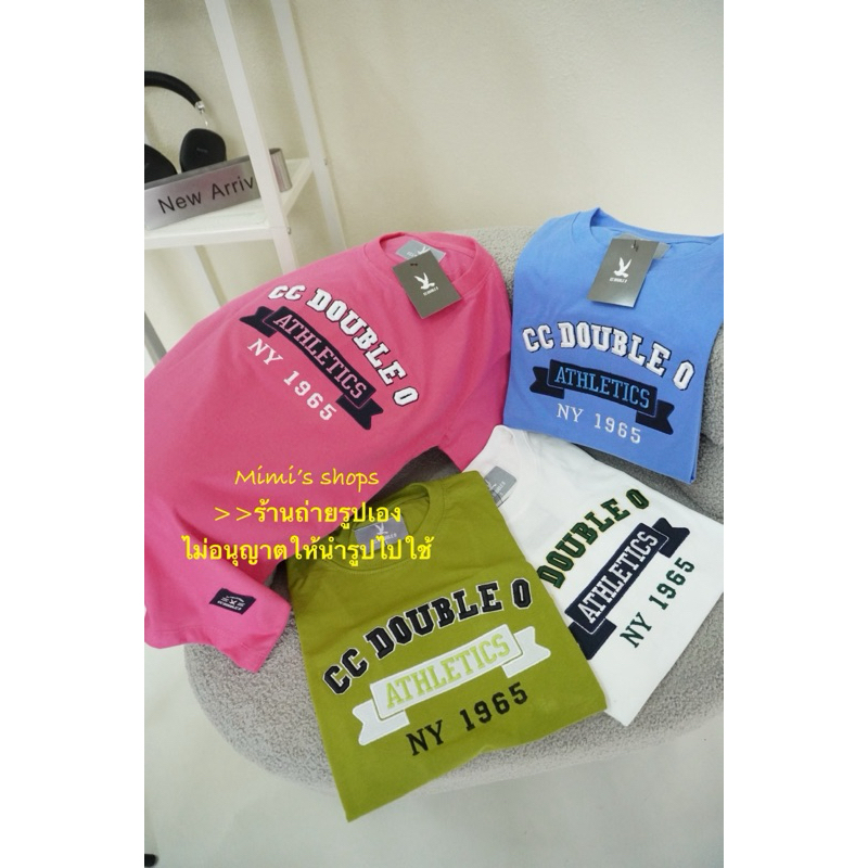 เสื้อยืด CC-O คอกลมแขนสั้น ปักกลางอก 4สี SML ใส่ได้ทั้งชายและหญิง