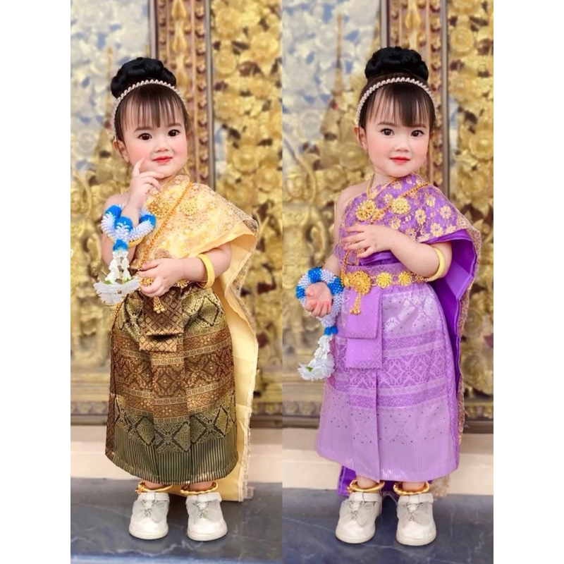 (B7)สไบ กระโปรงผ้าไหมหน้านาง ใส่ทำบุญช่วงเทศกาลสำคัญ