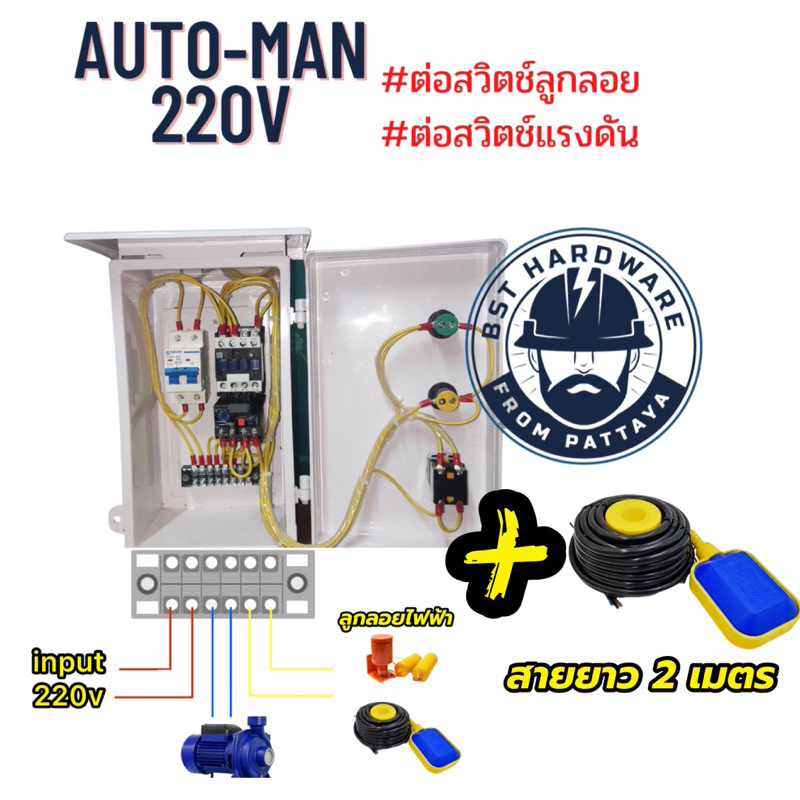 ตู้ควบคุมตู้คอลโทรลปั้ม220Vพร้อมลูกลอย มี2ระบบ ขนาด0.5-3hp