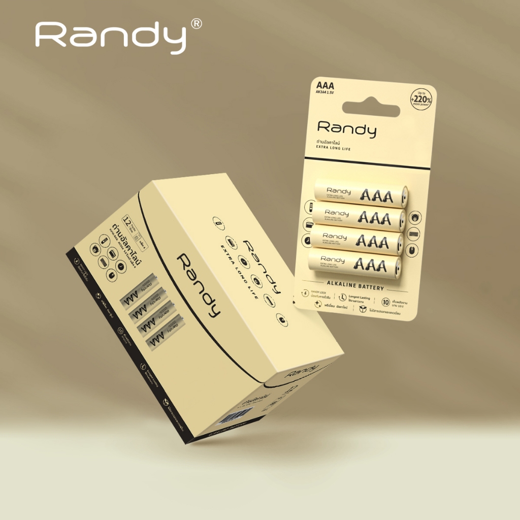 [ซื้อ2แผง แถม1แผง] Randy Battery Alkaline ถ่านอัลคาไลน์ AAA แบตเตอรี่ ความจุสูง ถ่านวิทยุ ของเล่น ไฟฉาย นาฬิกา รีโมท