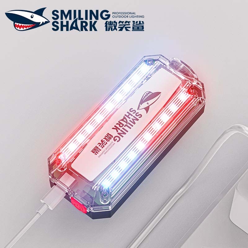 SmilingShark JD007 Shoulder Red Blue Warning Lights USB Rechargeable ไฟเตือนไหล่แบบชาร์จ USB Shoulle Clip ไฟแฟลชสีแดงแล