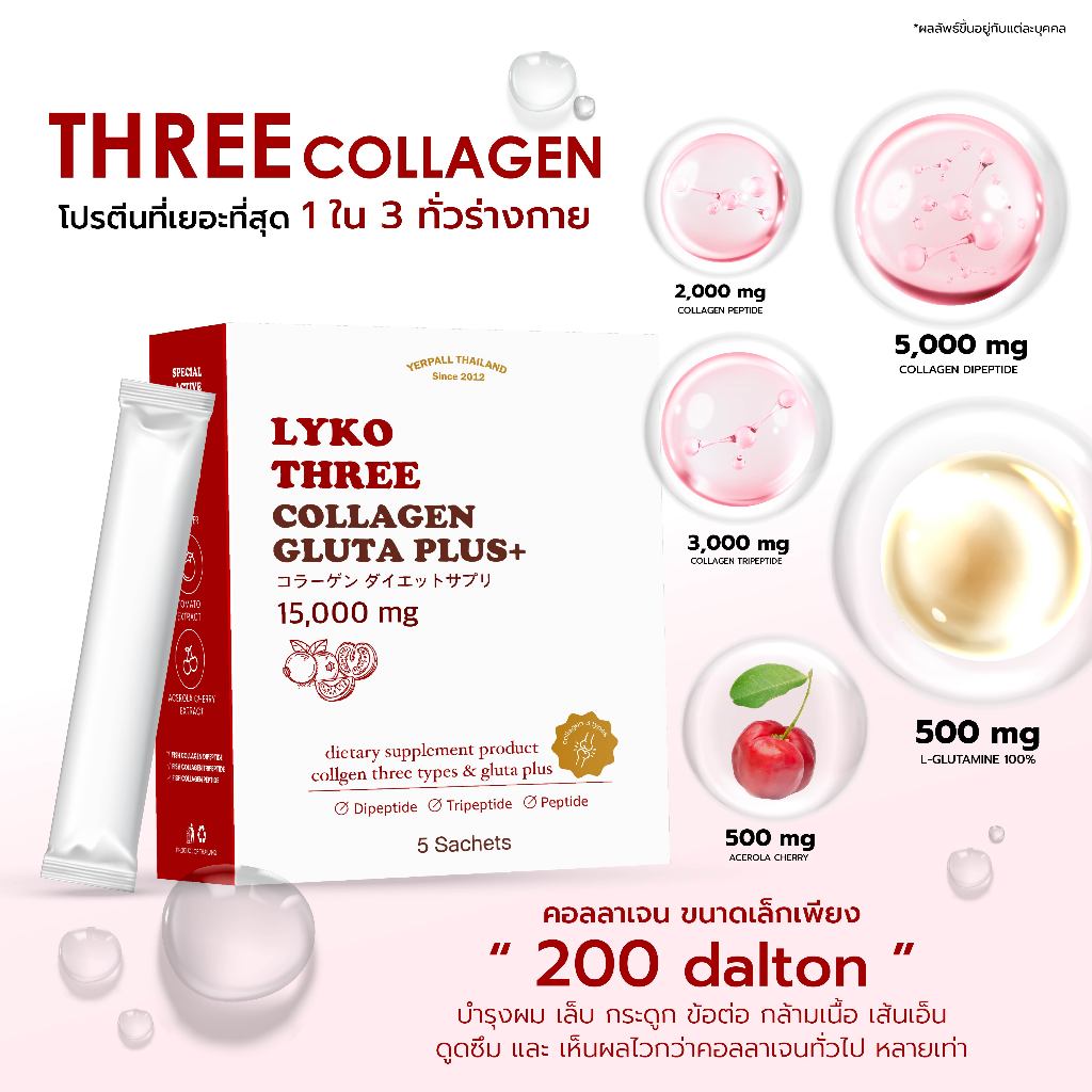 Lyko Three Collagen ไลโกะ คอลลาเจน 1 แถม 1 ราคา ถูกที่สุด ดีลบีเคเค แกลเลอรีภาพที่ 3