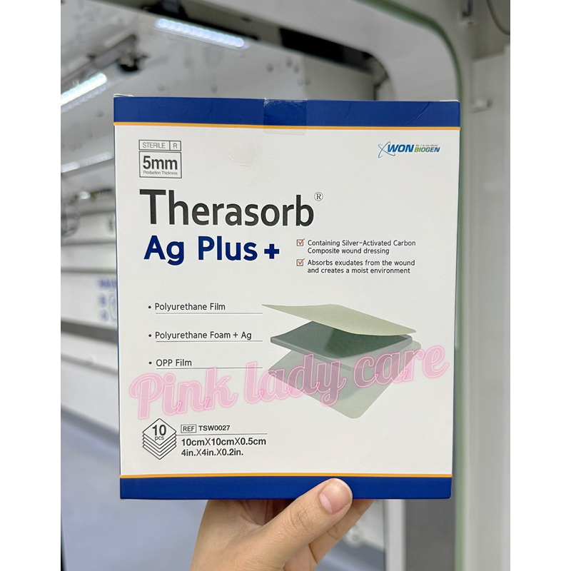 Therasorb Ag Plus+ 1 กล่อง:10แผ่น (size 10x10cm) / แผ่นแปะแผล