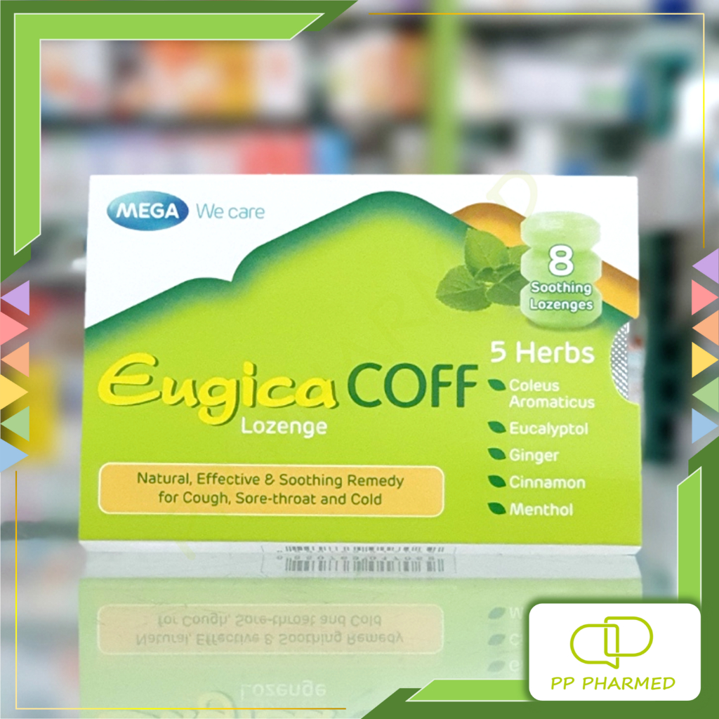 Mega Eugica Coff ลูกอมสมุนไพร Lozenge แผง8เม็ด