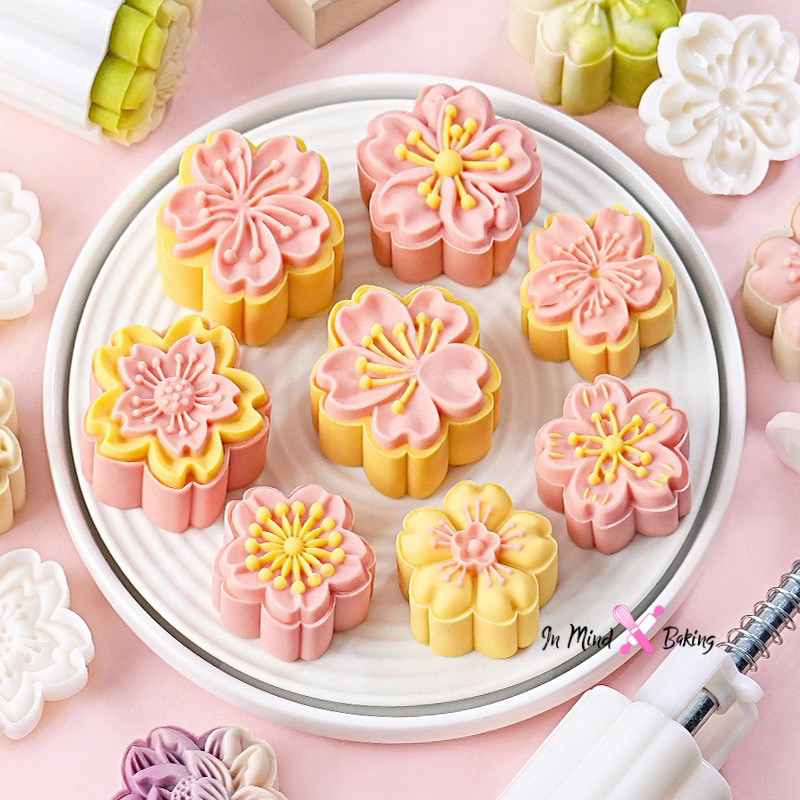 (New) พิมพ์กดคุกกี้ พิมพ์กดทาร์ต พิมพ์กดขนมไหว้พระจันทร์ ดอกซากุระ 3 มิติ ขนาด 50กรัม(4ชิ้น)