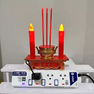 ชุดธูปเทียนไหว้เจ้าled กระถางธูปไฟฟ้า การใช้ปลั๊กไฟและอินเทอร์เฟซ USB ความยาวสายไฟ 1.5 เมตร