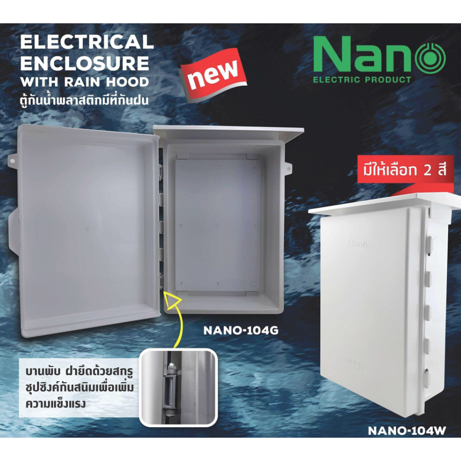 ตู้กันฝน ตู้พลาสติก ตู้ PVC NANO 104w ขาว  104G เทา 104CW ฝาใส   104W-NNP (1 ชิ้น/กล่อง) NANO-104 เบ