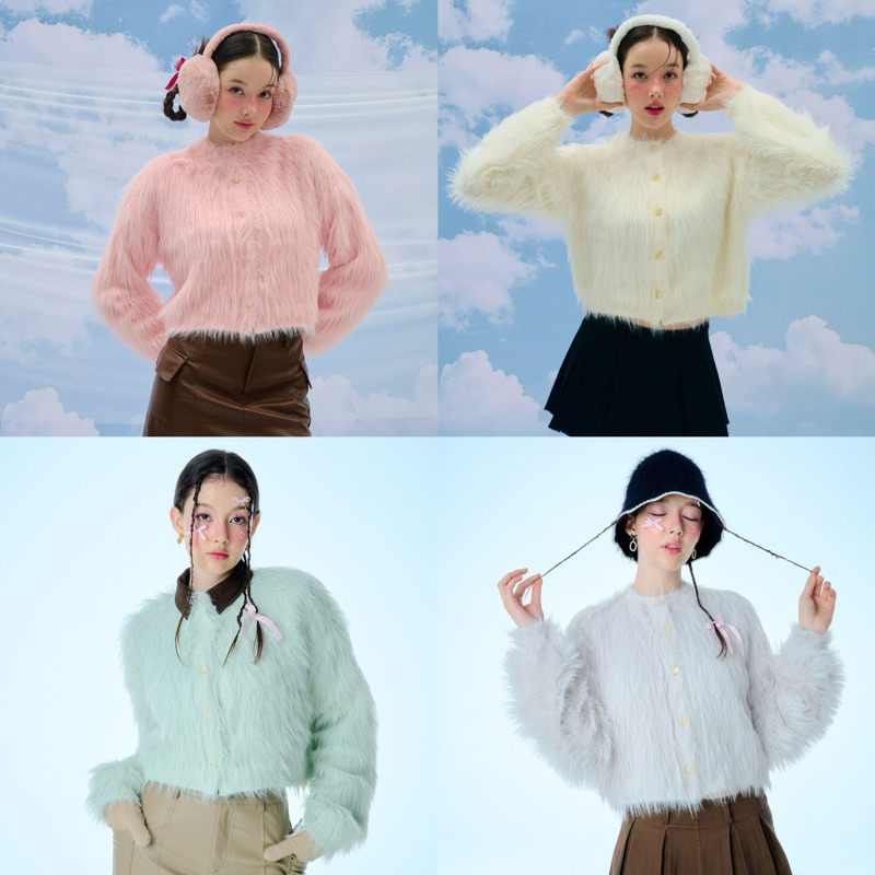 umore.made Furry puffy mink cardigan เสื้อคลุมคาร์ดิแกนขนมิ้ง อุ่นนุ่ม ละมุน ไม่คัน