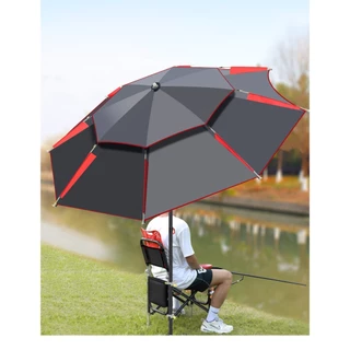 ร่มตกปลากลางแจ้ง ร่มสนาม ขนาดใหญ่และกันแดดกันน้ำ 2 ชั้นหนาขึ้น fishing umbrella golf umbrella มี 2 ขนาด 2.4,2.6 M