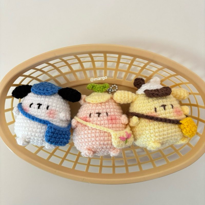 Pochacco Keychain, Pompompurin Keychain , Pig Keychain พวงกุญแจปอมมปอมปูริน ,น้องหมาโปเชโกะ,หมู พวงกุญแจไหมพรม