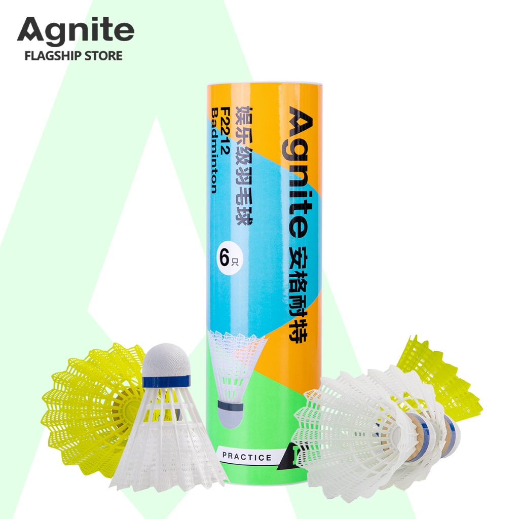 Agnite (1หลอด) ลูกขนไก่ ลูกแบดไนลอน บรรจุ3-6ลูก พลาสติกnylon จุกก๊อกแท้ ไม่แตกง่าย Nylon Shuttlecock
