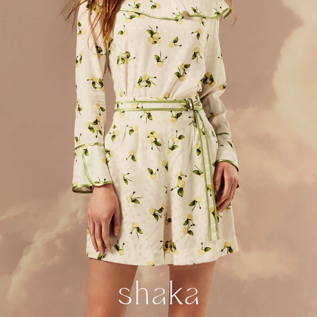 Shaka SS22 Always Bloom Shorts กางเกงขาสั้น เอวจับจีบ PN-S220318
