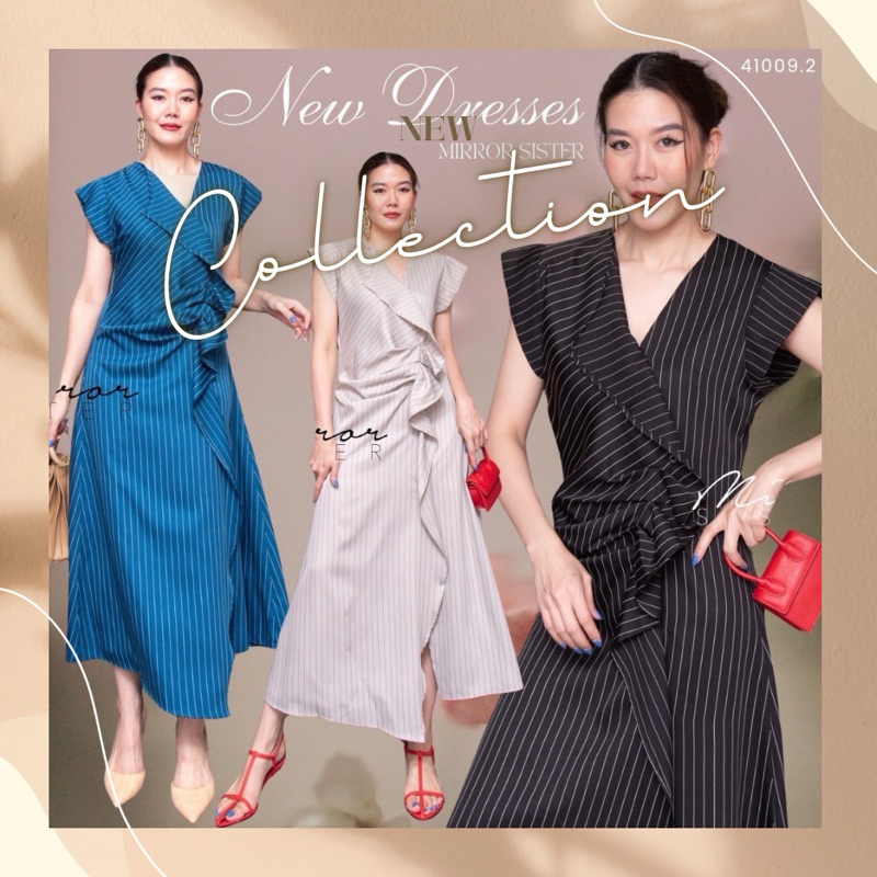 miror เดรสลายริ้วทางลงทรงสวยเก๋