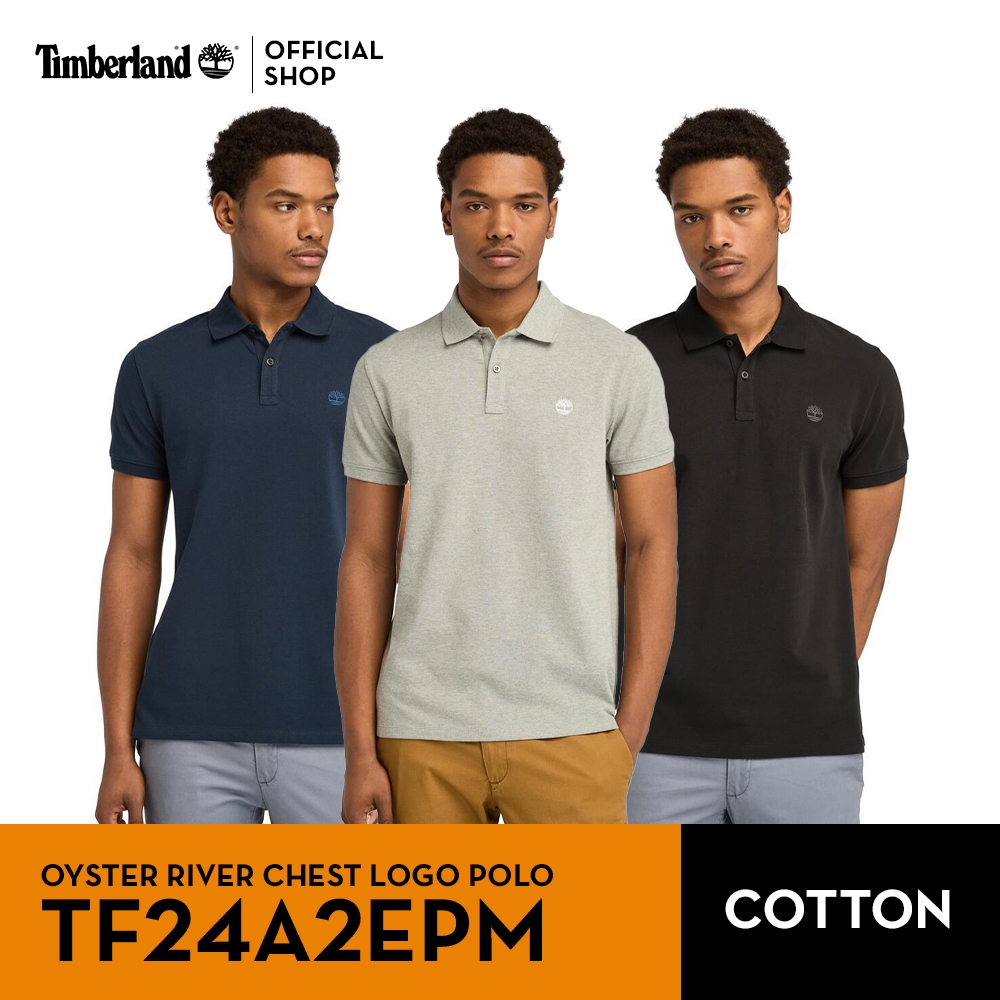 Timberland Men’s Oyster River Chest Logo Short Sleeve Polo เสื้อโปโล (TF24A2EPM)