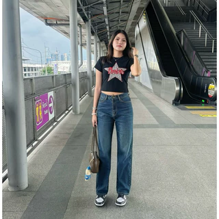 ยีนส์ Sheer | A01.1 Classy Jeans กางเกงยีนส์ทรงกระบอกกลาง สีเข้ม
