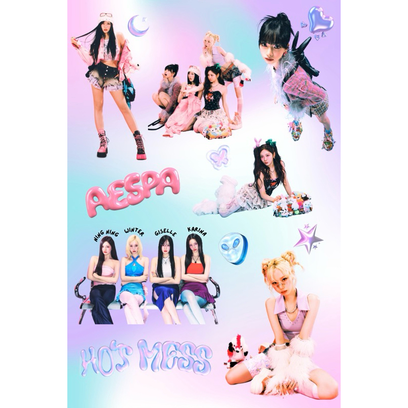 สติ๊กเกอร์ aespa Hot Mess กันน้ำ รับออกแบบสติ๊กเกอร์ ไดคัท/ไม่ไดคัท