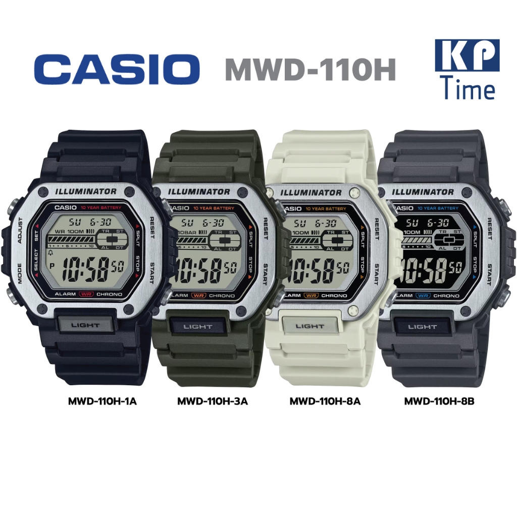 Casio แบตเตอรี่ 10 ปี กันน้ำ 100m นาฬิกาข้อมือผู้ชาย สายเรซิน รุ่น MWD-110H ของแท้ประกันศูนย์ CMG