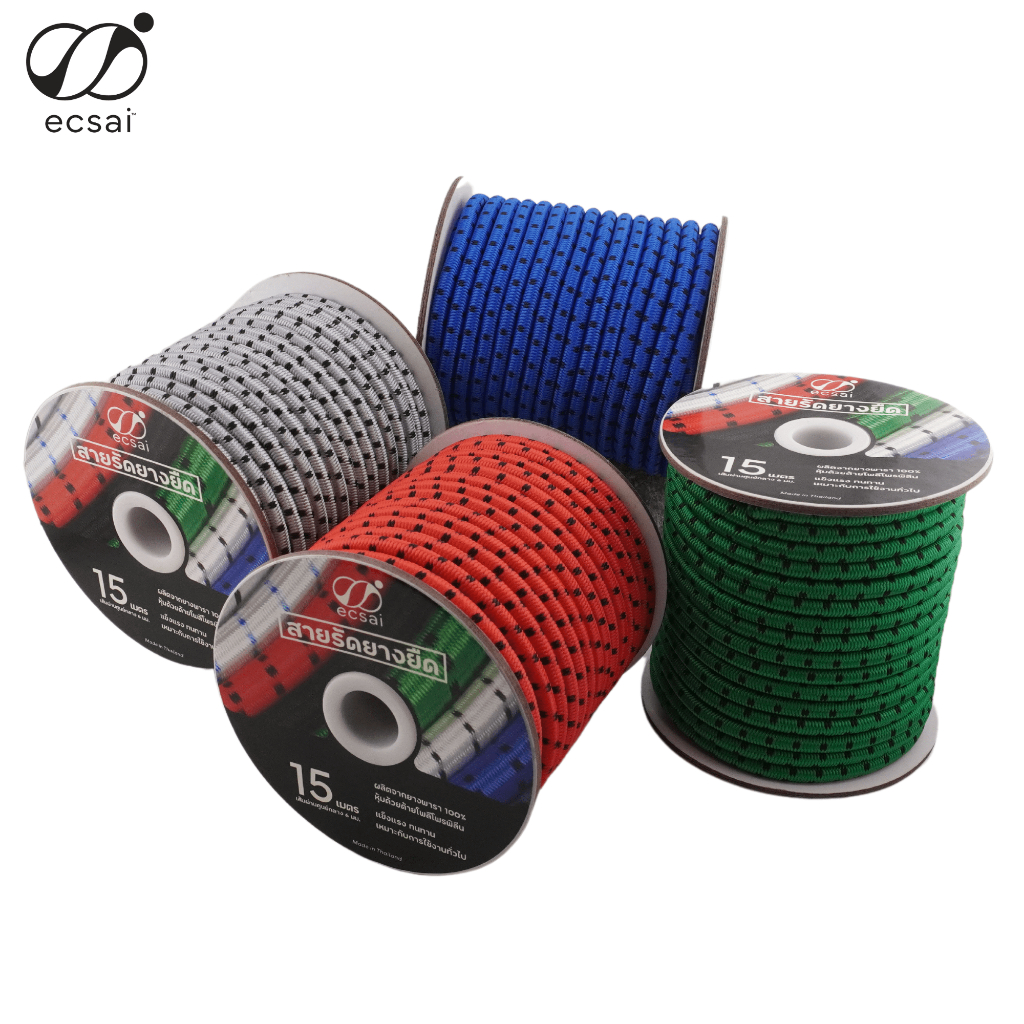 ecsai สายรัดยางยืดกลม ขนาด 6, 8, 10 มม. (แบบม้วน) สำหรับรัดของท้ายมอเตอร์ไซค์ รัดของอเนกประสงค์