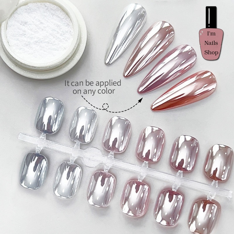 Ur SUGAR Aurora ผงกลิตเตอร์ กระจก โลหะ สีขาว สําหรับตกแต่งเล็บ