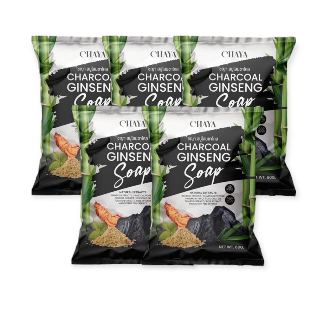 แพ็ค 5 ก้อน CHAYA ชญา สบู่โสมชาโคล ดีท็อกซ์ผิว