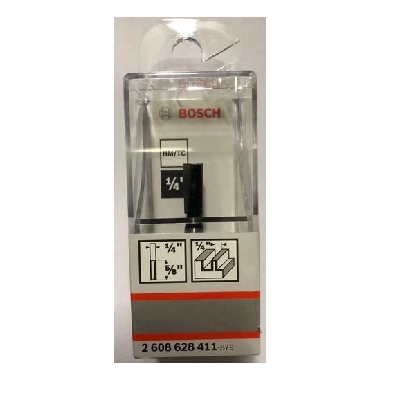 BOSCH ดอกทริมเมอร์ตรง2คม แกน1/4x1/4 รุ่น 2608628411 ของแท้100%