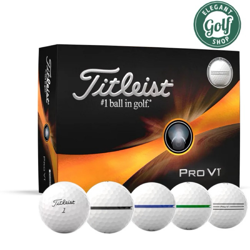 ลูกกอล์ฟTitleist Pro V1 แท้ (Alignment) มีไลน์สำหรับพัตต์ ทำให้ ตั้งไลน์ได้แม่นยำลูกนุ่มและกลิ้งได้ดีใช้แข่งขันได้