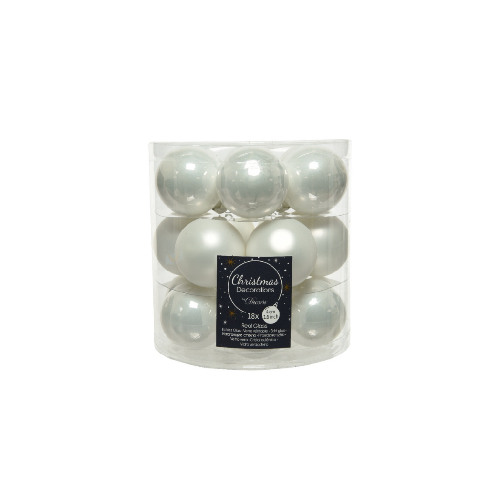 9010445 Winter white baubles glass (⌀ 4 cm)- Christmas Bauble ลูกบอลตกเเต่งต้นคริสต์มาส